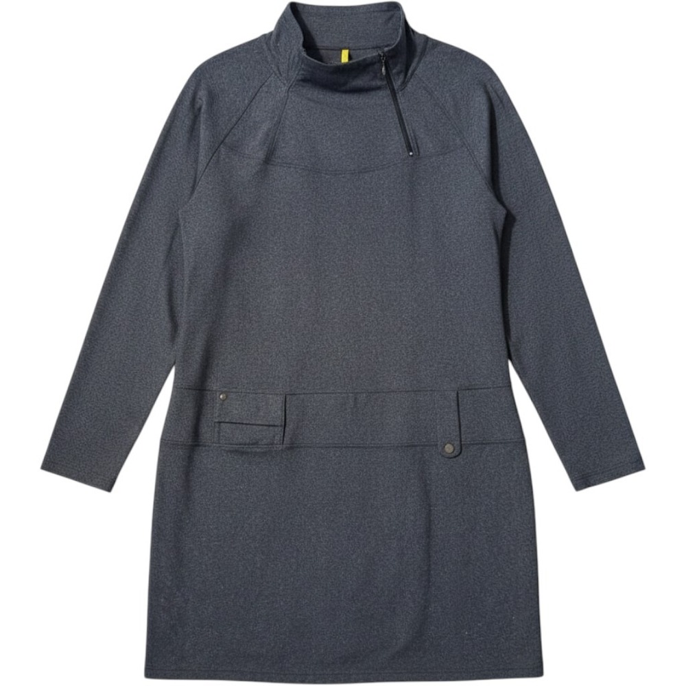 Lole Mini Dress Large Charcoal Gray Zip Mock Neck Pocket Athleisure Gorpcore